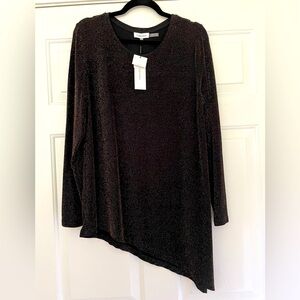Calvin Klein Black Asymmetrical Long Sleeve Top NWT size L